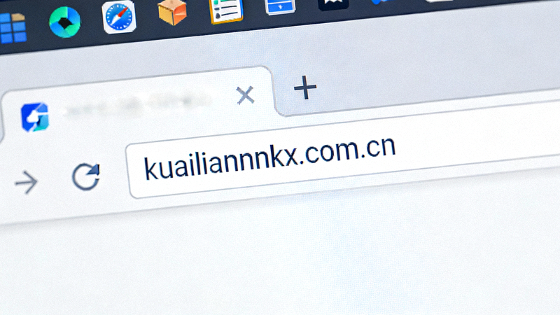 浏览器地址栏中正确输入kuailiannnkx.com.cn官方网站网址的截图示意