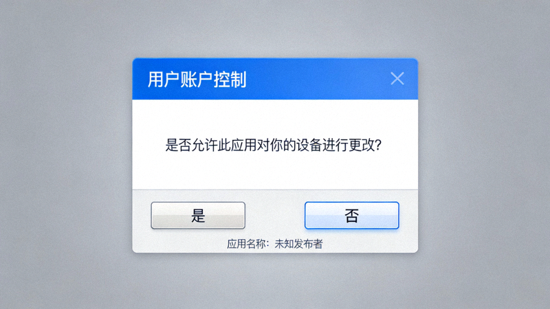 Windows用户账户控制UAC弹窗截图，提示用户是否允许此应用对设备进行更改